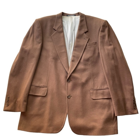 Oscar De La Renta Suit Blazer Jacket Wool Cashmere Brown Size 44L Business - Picture 8 of 12